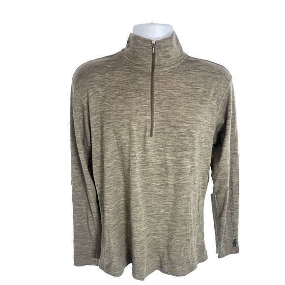 Smartwool Mens 1/4 zip Baselayer Size XL Oatmeal Gray Long Sleeves - Picture 2 of 12
